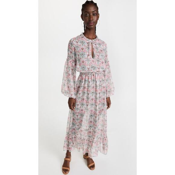Misa Los Angeles Amata Dress In Somerset Floral Chiffon Bohemian Maxi XS NWT - Picture 1 of 16